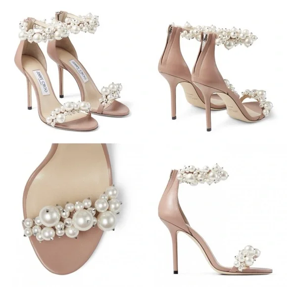 New JIMMY CHOO Maisel 100 pearl-embellished leather heeled sandals 36 $2,295 - Picture 2 of 12